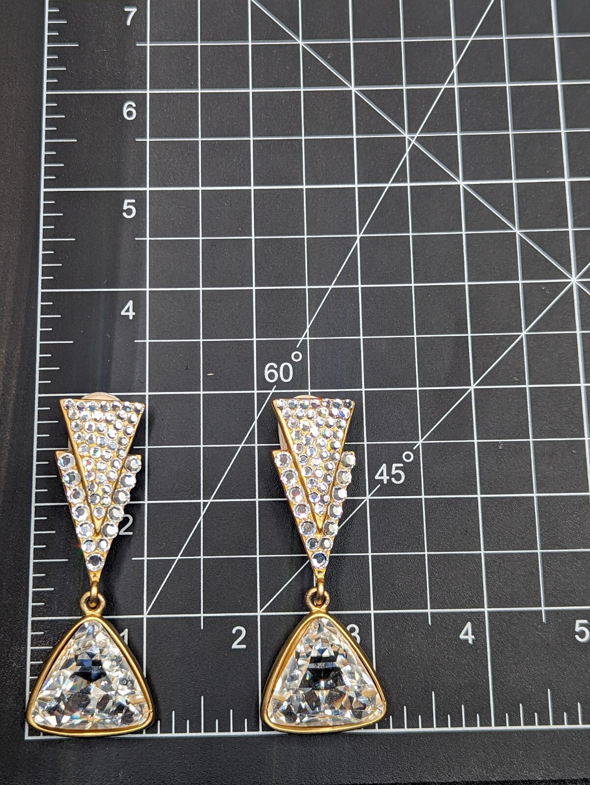 Amazing Statement Clear Crystal Dangle Drop Gold … - image 5