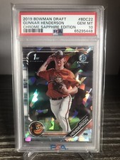 2019 GUNNAR HENDERSON 1st Bowman Draft Chrome Sapphire Refractor RC BDC22 PSA 10