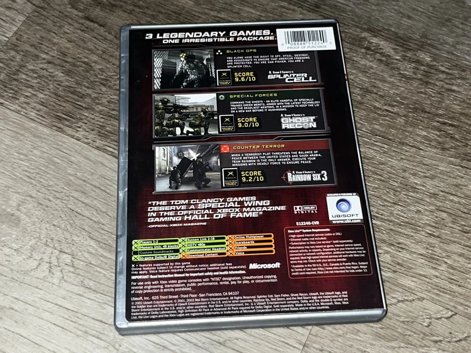 Tom Clancy's Classic Trilogy Microsoft Xbox Case & Discs Authentic - Image 4 of 4