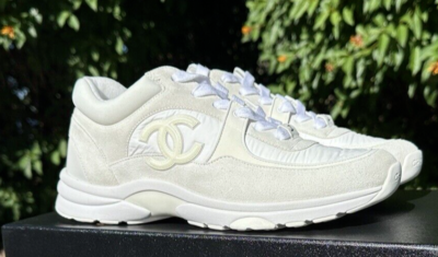 Chanel CC Logo Low Top Sneakers 'White' Designer G34360 Wmns Sz 39