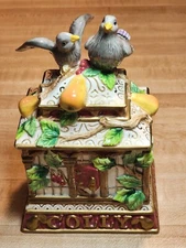 Fitz and Floyd Twelve Days of Christmas Colly Birds IV   Sugar Bowl with spoon