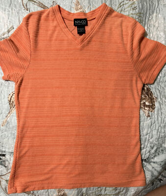 New York & Company Loop Terry Top Size M Orange