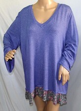 Como Vintage Women Plus Size 1x 2x 3x Purple Melange Sweater Top Tunic Blouse
