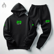 Men's 23 Legend Black Sweatsuit Set Jordan Retro 1 Neon Green Matching Outfit