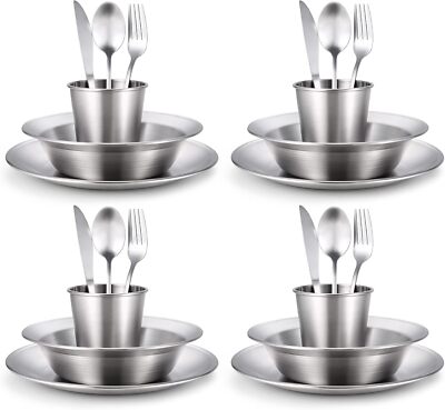 Camping Complete Cutlery Set, Polished Stainless Steel Camping Cutlery