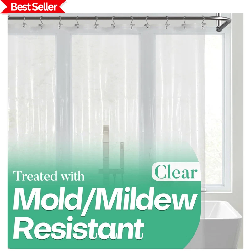 Clear Shower Curtain Liner with 3 Magnets, 72X72 Premium Flexible Sturdy Plastic