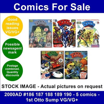 2000AD #186 187 188 189 190 - 5 comics - 1st Otto Sump VG/VG+