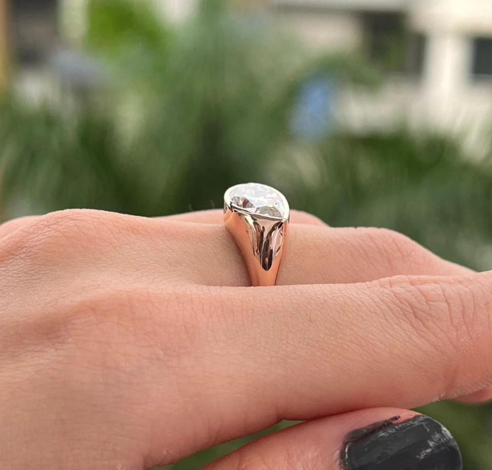 Lab Grown Diamond Engagement Ring Pear Cut 10k Solid Gold Rings gifts for him - Image 3 of 4