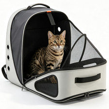 Expandable Breathable Pet Carrier Backpack for Dogs Cats Travel Bag with Mesh