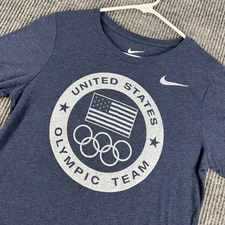 Nike Tee Womens Medium Blue Short Sleeve Dri Fit USA Olympic Team Active
