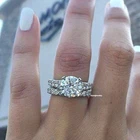 3CT Lab-Created Diamond Engagement Ring Wedding Bridal Set 14K White Gold Finish