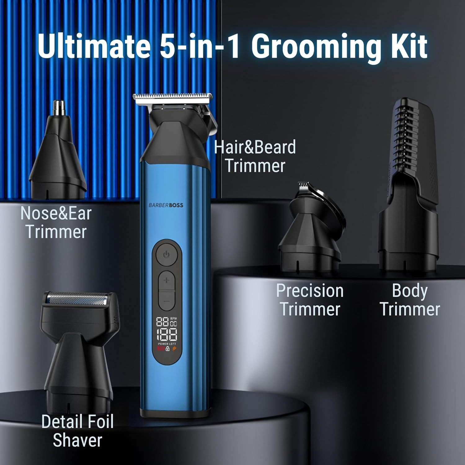 Regolabarba 5 in 1 Alta Precisione: Motore Potente e Lame Inox Uomo - 2