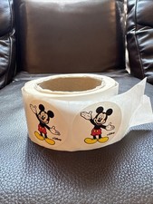 WALT DISNEY WORLD Mickey Mouse Roll Of Round 2" Stickers Labels, Partially Used