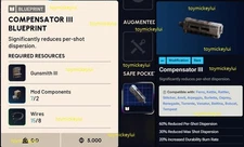 ✅ ARC RAIDERS ✅ COMPENSATOR III BLUEPRINT *VERY RARE* - USA SELLER