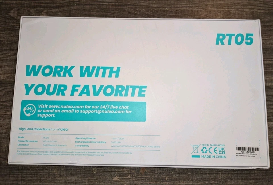 Nulea RT05 Wireless Ergonomic Split Keyboard with Wrist Rest, White - Image 4 of 4