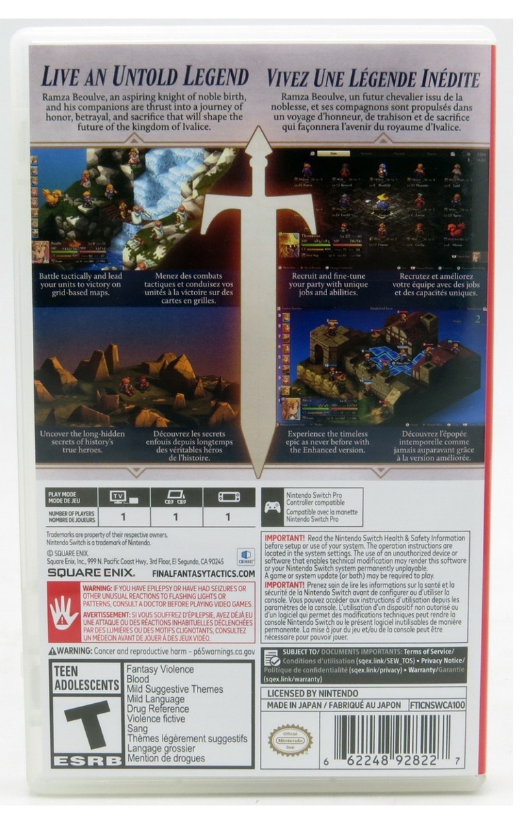 Final Fantasy Tactics - The Ivalice Chronicles - Nintendo Switch