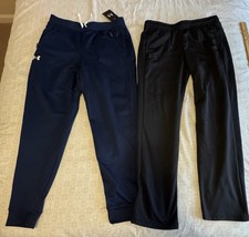 Lot Of 2 Boys YXL Sweatpants Under Armour Black-Navy Blue NEW Youth XL