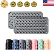 2 Pack Silicone Dish Drying Mat for Kitchen Counter Waterproof Under Sink Nea...