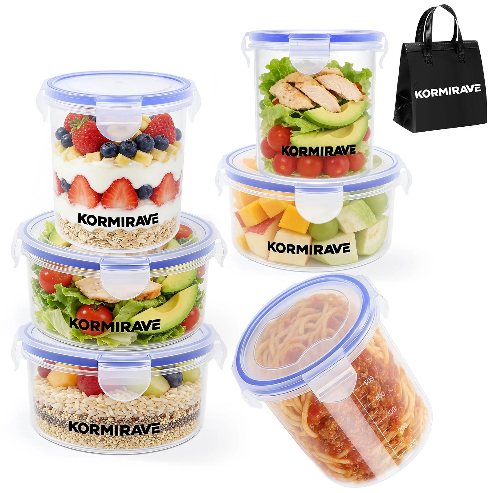 Leakproof Food Storage Containers with Insulated Bag - 6 Pack BPA Free Airtig...