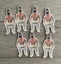 Lot Of 7 Stickers Squatting Guy In Sweatpants W Face Mask