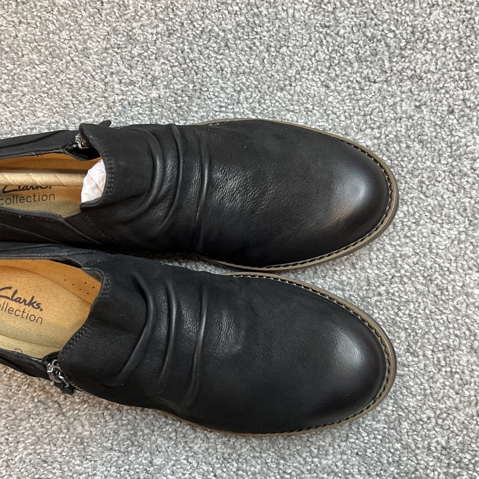 Clarks Collection Shoes Womens Size 12 Ruched Leather Zip Comfort Sole 26174154 - Image 2 of 4