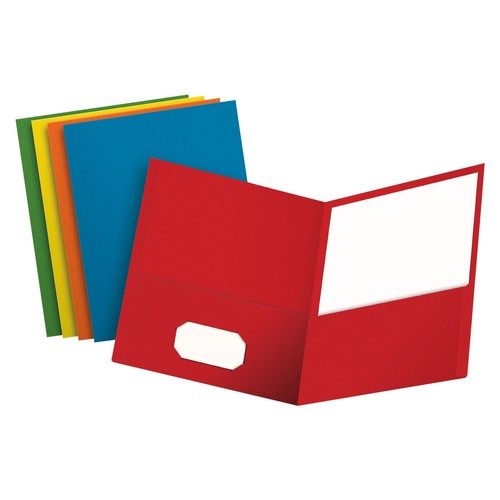 Oxford 2 Pocket Folders, Textured Paper, Assorted Colors (Light Blue, Red, Ye...