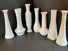 Lot of 7 Vtg Milk Glass Bud Vases