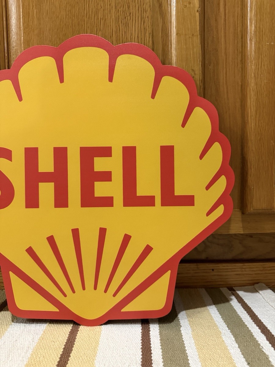 Shell Gasoline Motor Oil Flange Sign 2 Sided Garage Vintage Style