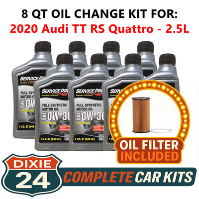 Fits: 2020 Audi TT RS Quattro 2.5L 6,000 Mile Synthetic Oil & Filter Kit (0W-30)