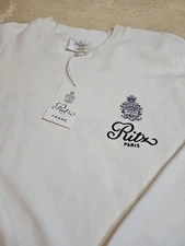 FRAME,THE RITZ PARIS oversized Terry  Sweatshirt, Sz Large ,off-white, NWtags