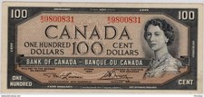Canada QEII, $100 Banknote #p BC-43c, 1954