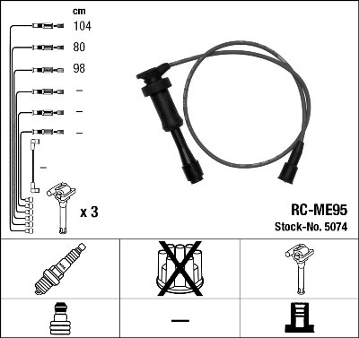 ZÜNdleitungssatz FÜR Mitsubishi Pajero II (V3 W, V2 W, V4 W, V5 W) - NGK 5074-image