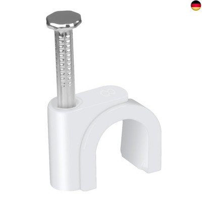 LeMotech Kabelschellen, 200 Stk. 8mm Runde Kabelhalter Mit Eingestecktem Nagel,