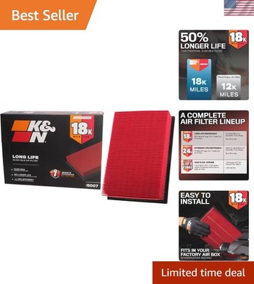 High-Performance K&N Air Filter   18K Mile Replacement for Chevy/Buick Vehicles