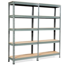 Ironmax 2PCS 5-Tier Metal Storage Shelves 60" Garage W/Adjustable Shelves Gray