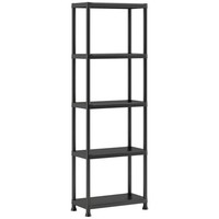 Keter Plus 5 Tier Shelf Plastic Storage Unit Garage Workshop Black Utility Home