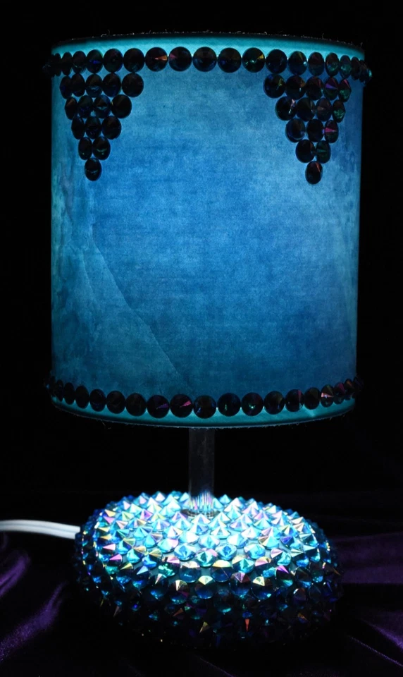 Aurora Borealis AB 水晶水钻镶嵌台灯,蓝色紫色,10 英寸 — 第 4/4 张图片