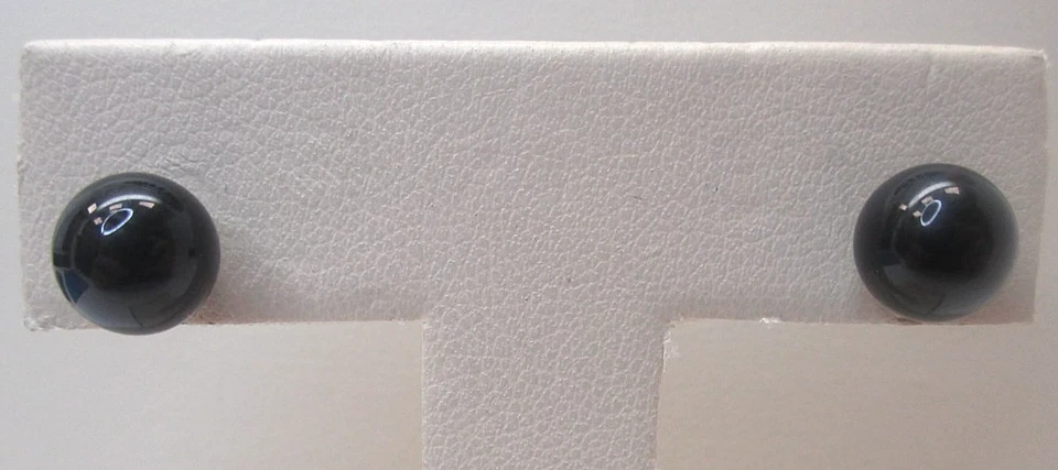 Collar vintage de oro amarillo de 14k con cuentas de ónix negro de 8 mm y pendientes de 8 mm 14k YG Foto 4 de 4