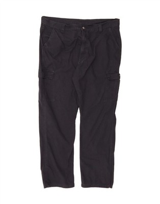 VINTAGE Mens Straight Cargo Trousers W40 L32 Navy Blue Cotton RG11