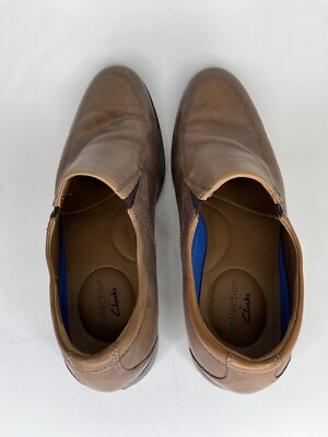 clarks collection mens shoes loafers slip ons size 12M brown  display picture 1