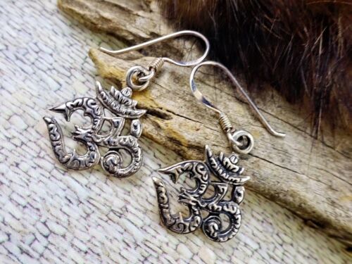 OM Meditation Earrings, Pendant Set 925 Silver Tibetan OM Symbol - Picture 5 of 6