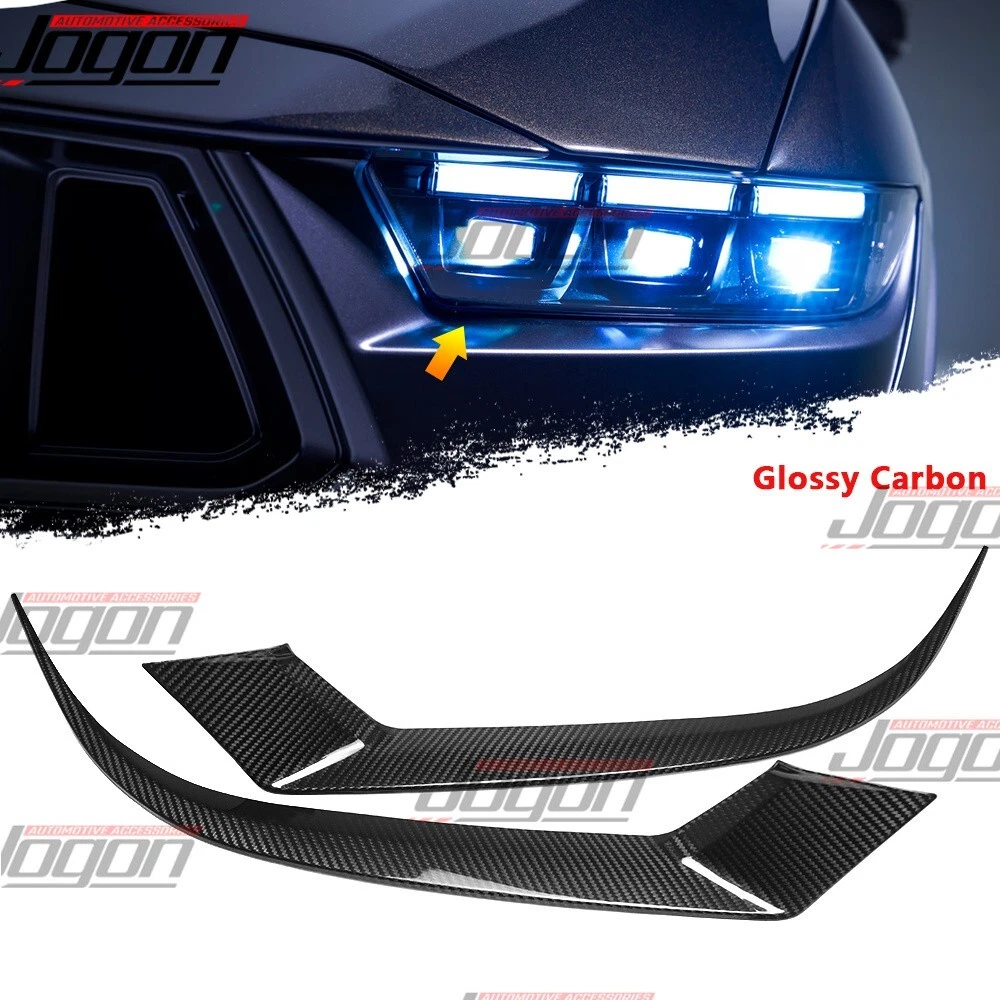 S650 Dark Horse Gloss Carbon For Ford Mustang 2024+ Front Headlight Eyelid Cover - Picture 1 of 12