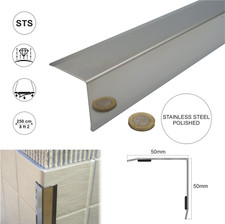 50x50 stainless steel angle wall cladding corner trim protector bevelled edges 