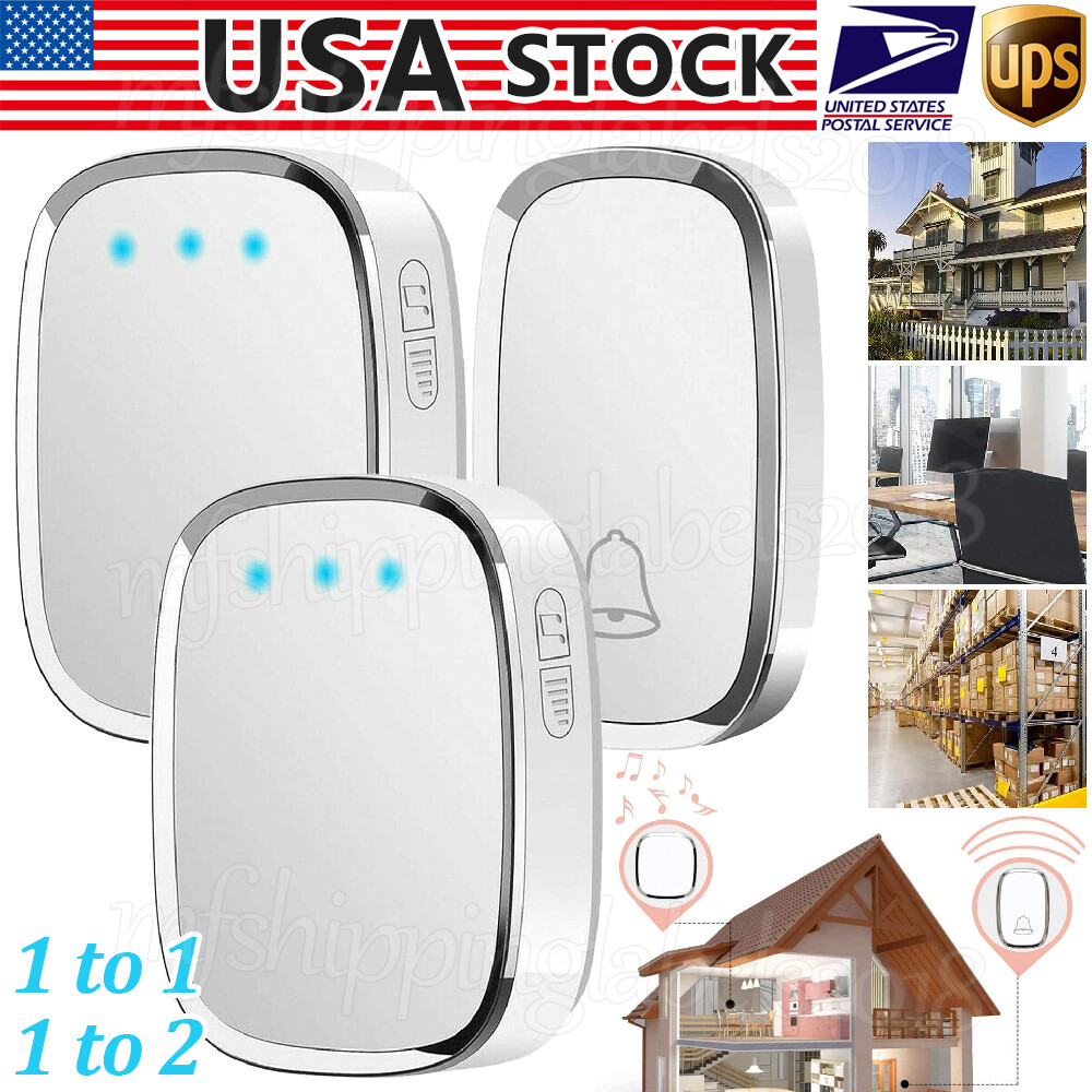 Wireless Waterproof Plug-In Doorbell Chime with Long Range Receiver Remote and LED Lights-image