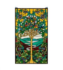 19.75" x 33.75" Tiffany Style stained glass window panel Tree of Life HF245