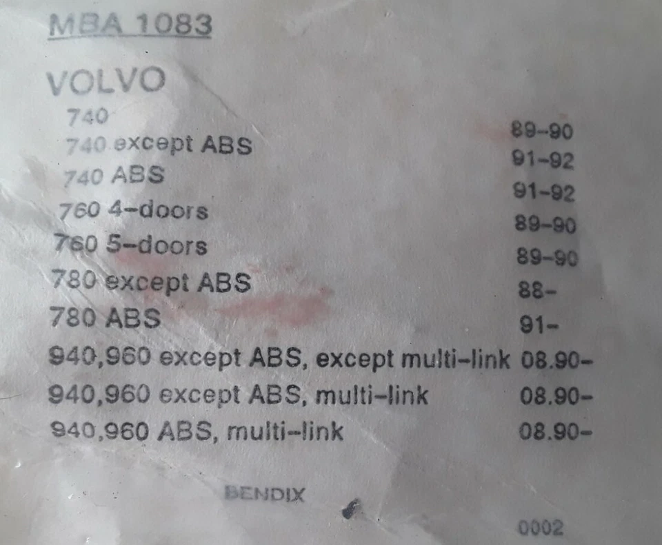 Kit de montaje de pastillas de freno Volvo 740 760 940 960 Mintex MBA 1083 Foto 2 de 2