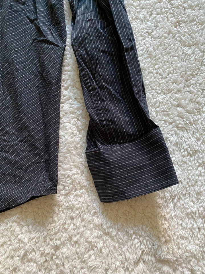 Camisa manga larga a rayas gris oscuro Liz Claiborne Luxe para hombre talla L (C12) Foto 3 de 4