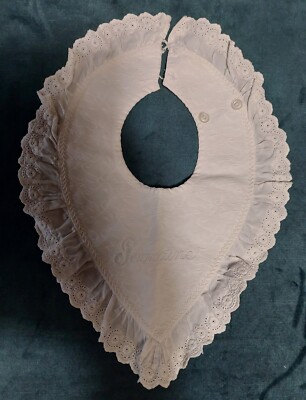 White Cotton Piqué Baby Bib English Embroidery Name Germaine