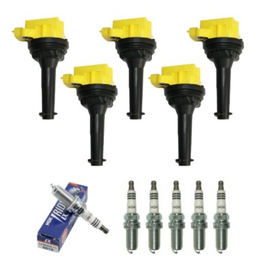 New Set of 5 Ignition Coil & NGK Spark Plug for 04-10 Volvo C30 S40 V60 2.4L L5