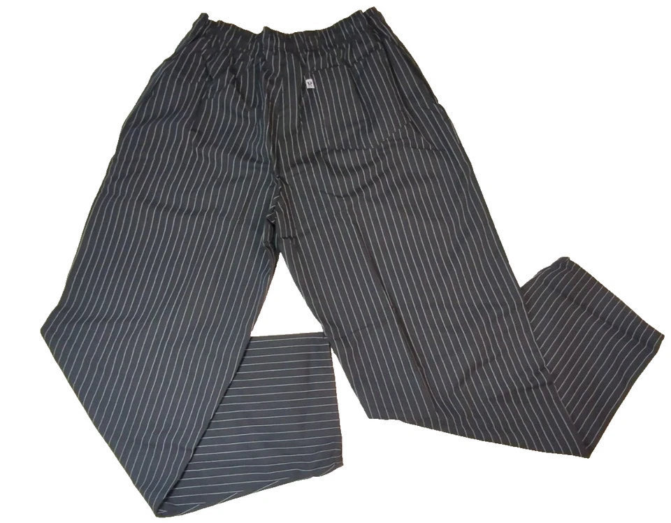 Uncommon Threads L Large fits XL black pinstripe chef pants - Image 3 of 4